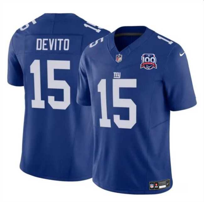 Men & Women & Youth New York Giants #15 Tommy DeVito Blue 2024 F.U.S.E. 100TH Season Patch Vapor Untouchable Limited Stitched Jersey,We sell and wholesale Men & Women & Youth New York Giants #15 Tommy DeVito Blue 2024 F.U.S.E. 100TH Season Patch Vapor Untouchable Limited Stitched Jersey on line form chian!
